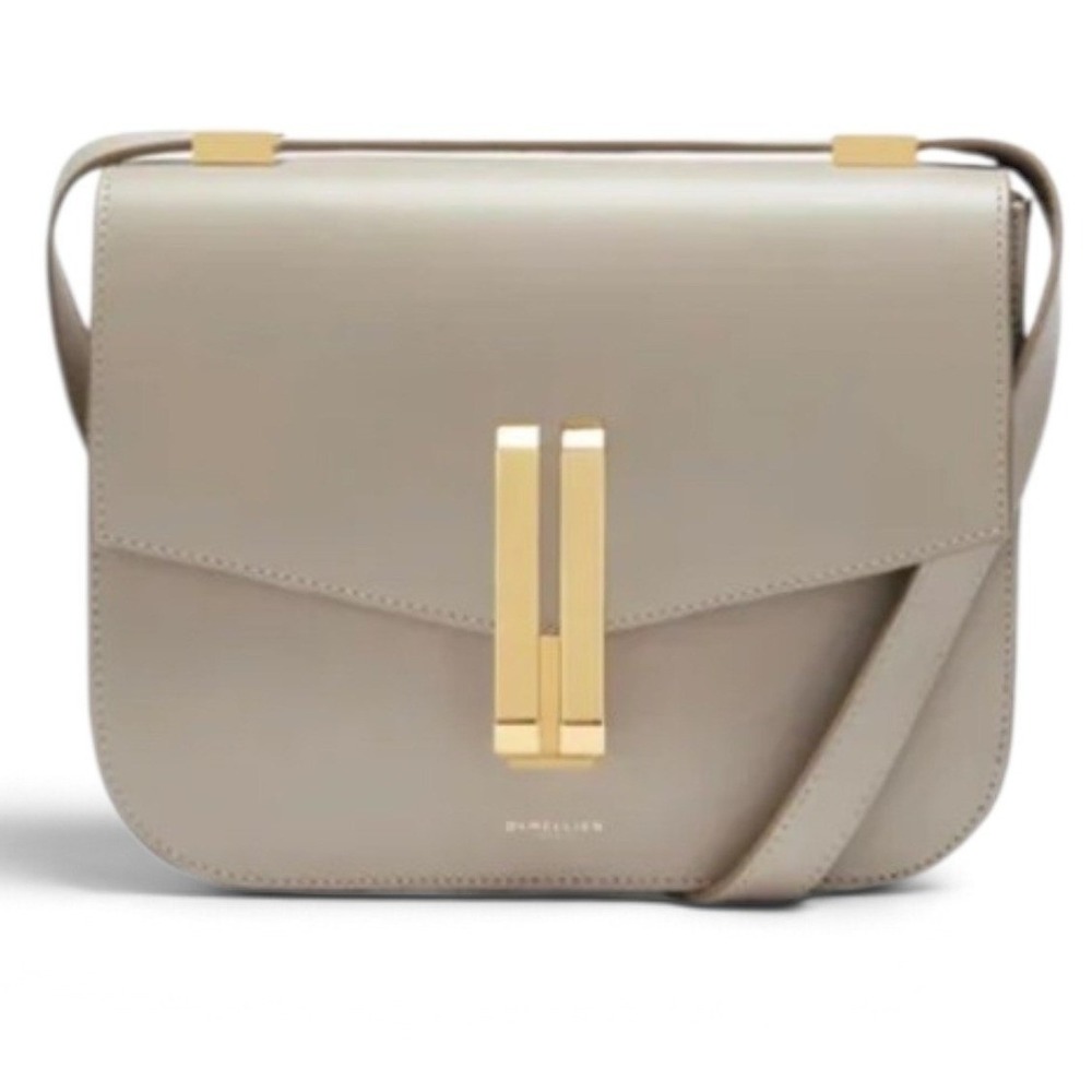 DeMellier London The Vancouver Taupe Smooth Leather Crossbody Shoulder Bag Gold